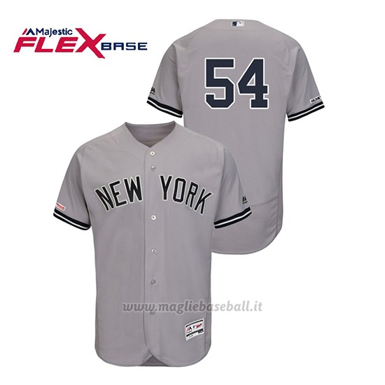 Maglia Baseball Uomo New York Yankees Aroldis Chapman 150th Aniversario Patch Flex Base Grigio